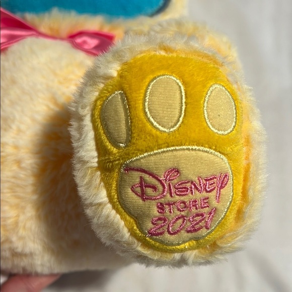 DISNEY STITCH YELLOW CUDDLY PLUSH EASTER BUNNY PINK BOW DISNEY STORE 2021 - Picture 6 of 6